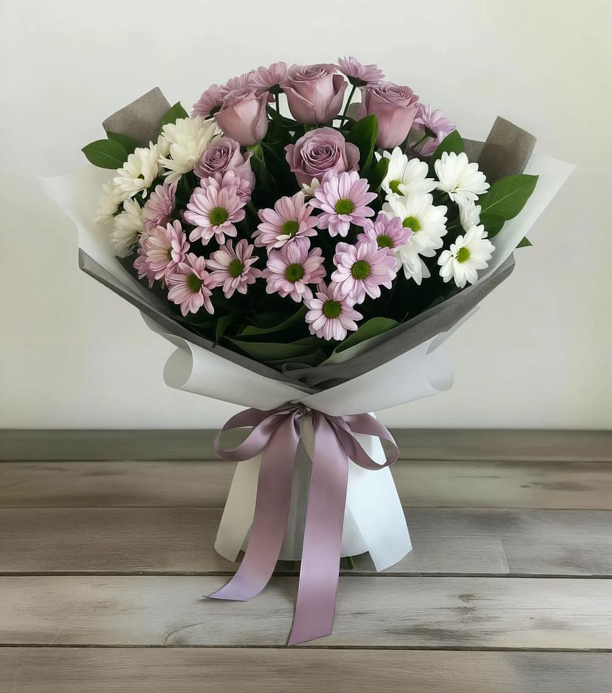 Букет цветов из: Хризантемы и Розы в Бирюсинске