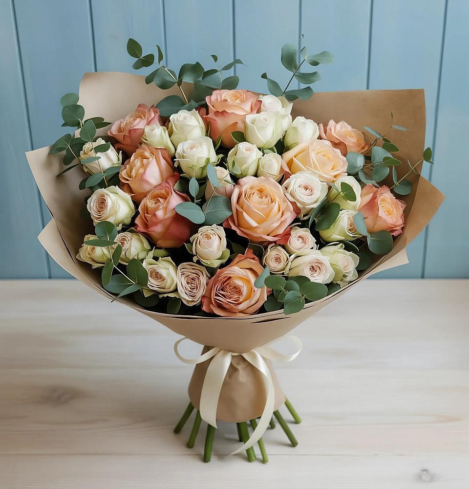 Букет цветов из: Альстромерии и Розы в Бирюсинске