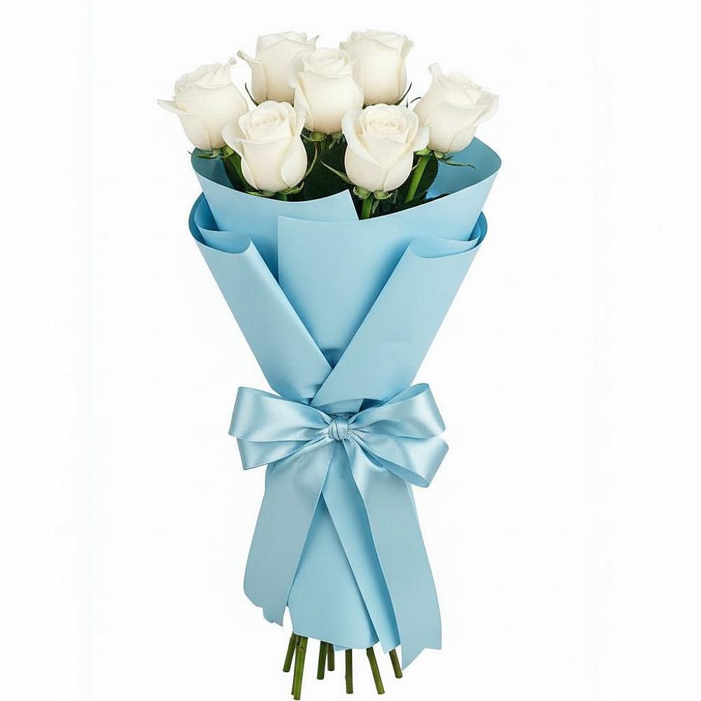 Букет 7 белых роз Проуд в Бирюсинске