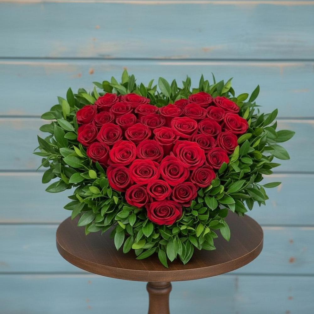 Цветочная композиция из Розы в виде сердца в Бирюсинске