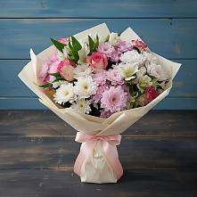 Букет цветов из:  Хризантемы, Альстромерии и Розы в Бирюсинске