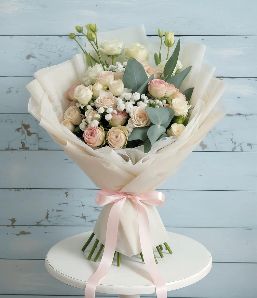 Букет цветов из: Розы и Лизиантусы в Бирюсинске