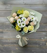 Букет цветов из:  Альстромерии, Розы и Хризантемы в Бирюсинске